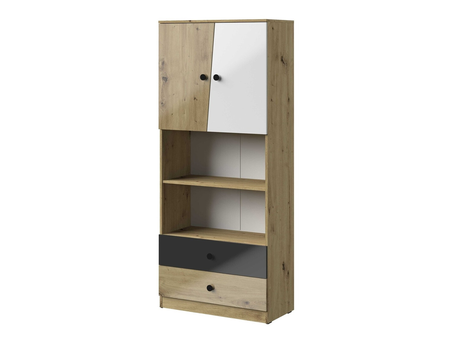 Raft Mirelbu 103 (Stejar artizan + Alb lucios + Negru lucios)