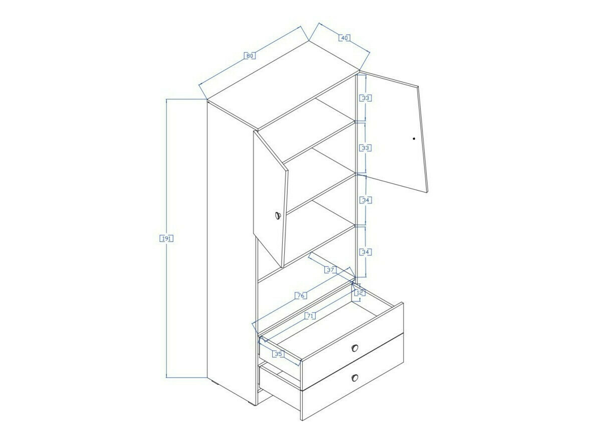 Raft Mirelbu 103 (Stejar artizan + Alb lucios + Negru lucios)