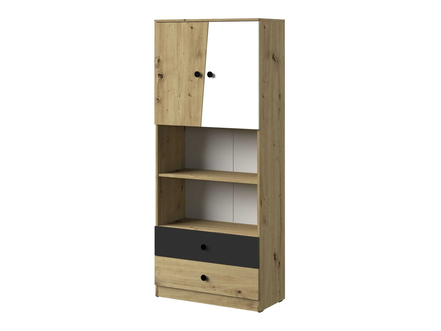 Raft Mirelbu 103 (Stejar artizan + Alb + Negru)