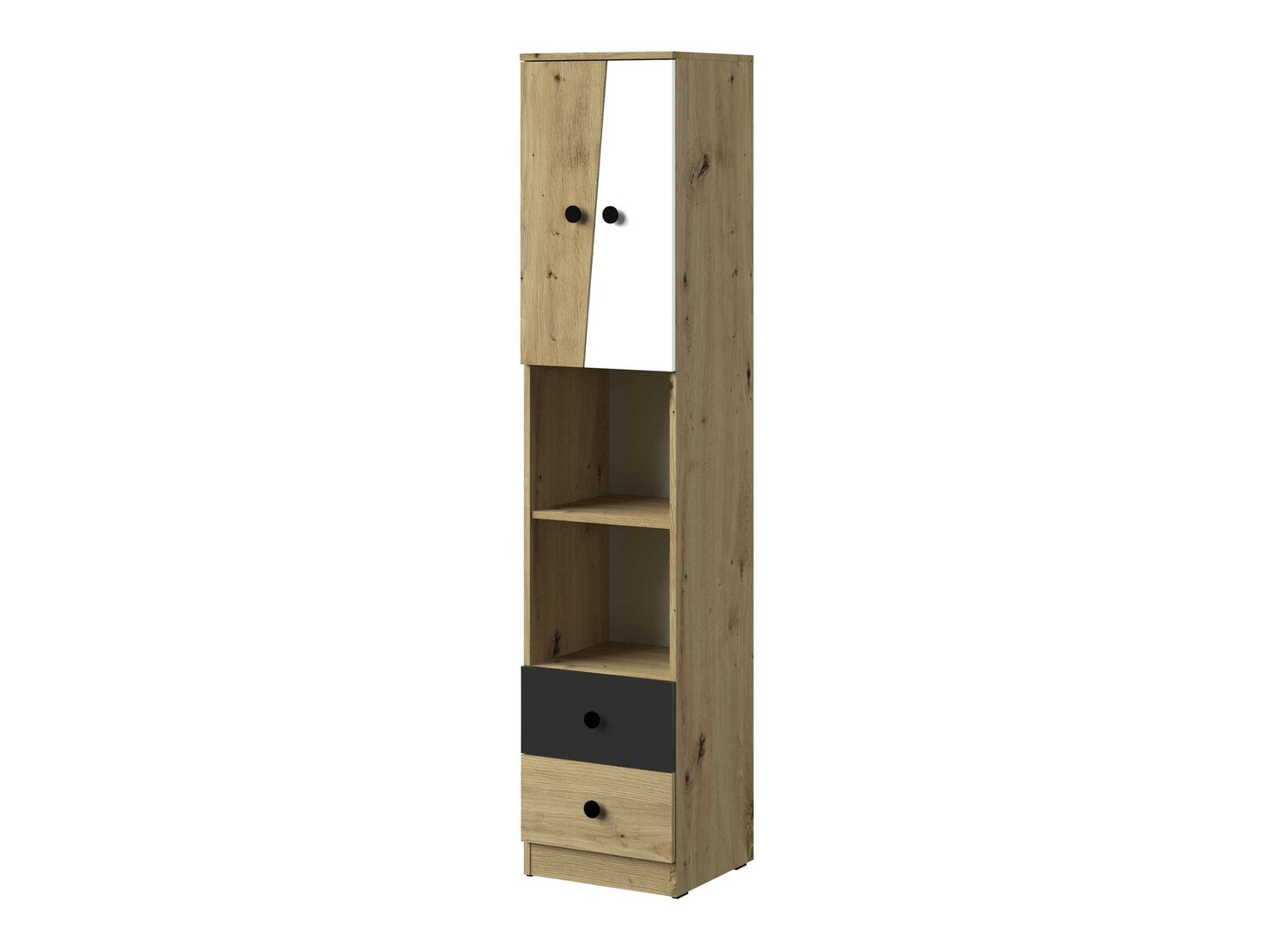 Raft Mirelbu 104 (Stejar artizan + Alb + Negru)