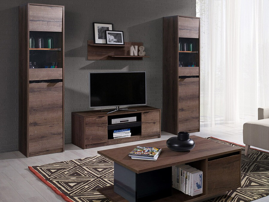 Set de living Fivelbo 114 (Stejar Monastery + Negru lucios)