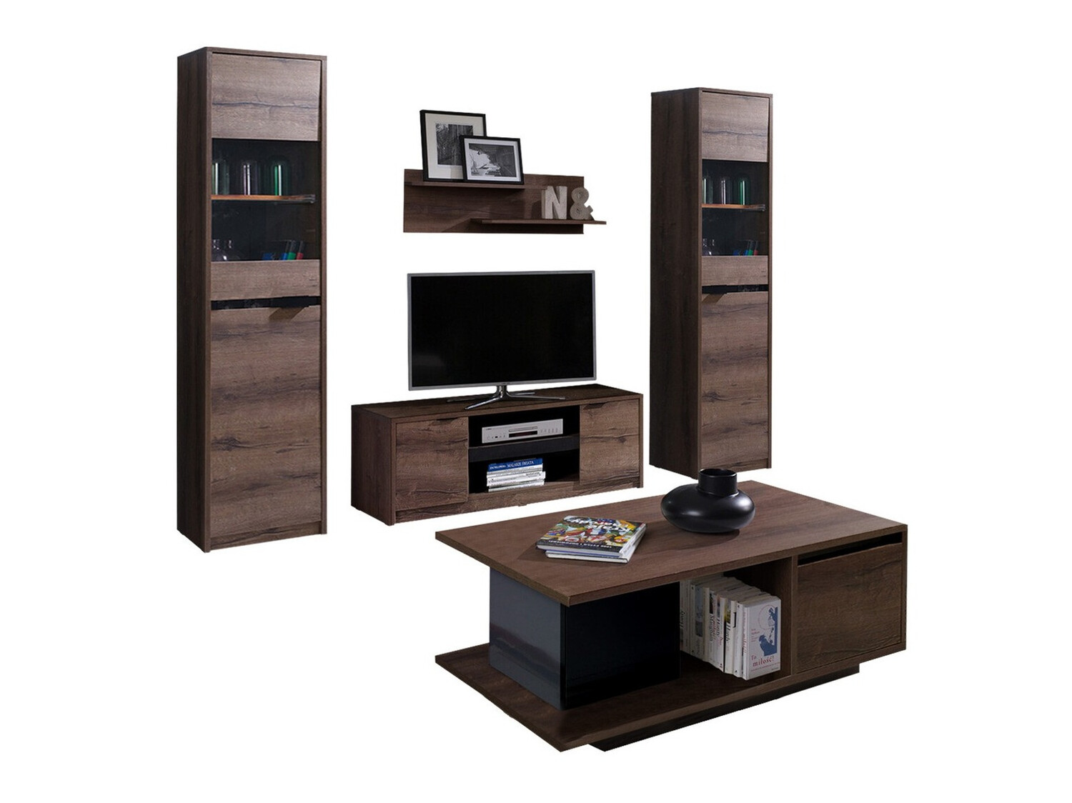 Set de living Fivelbo 114 (Stejar Monastery + Negru lucios)