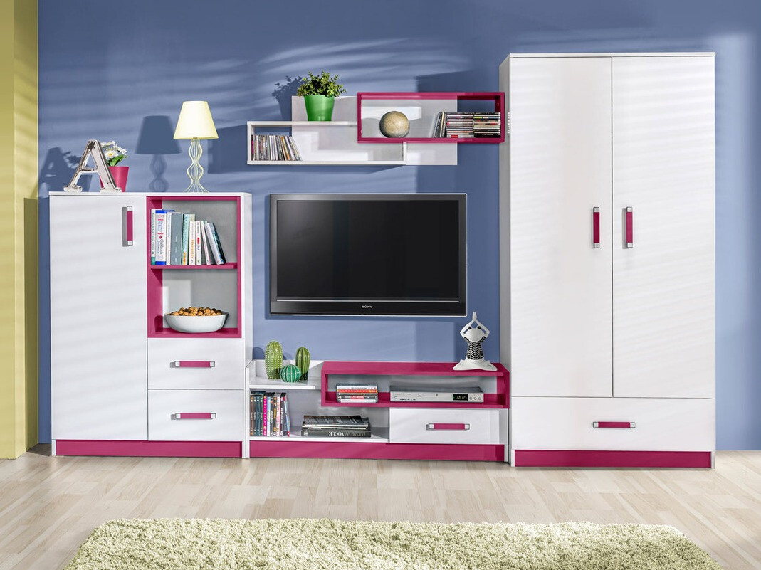 Comodă TV Lorlare 111 (Alb + Roze)
