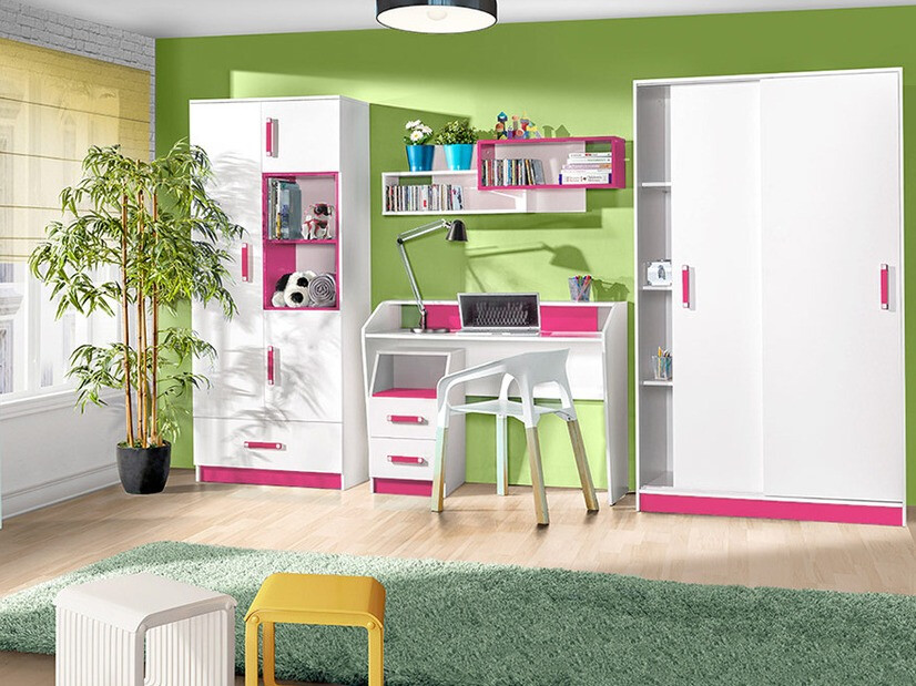 Dulap Lorlare 115 (Alb + Roze)