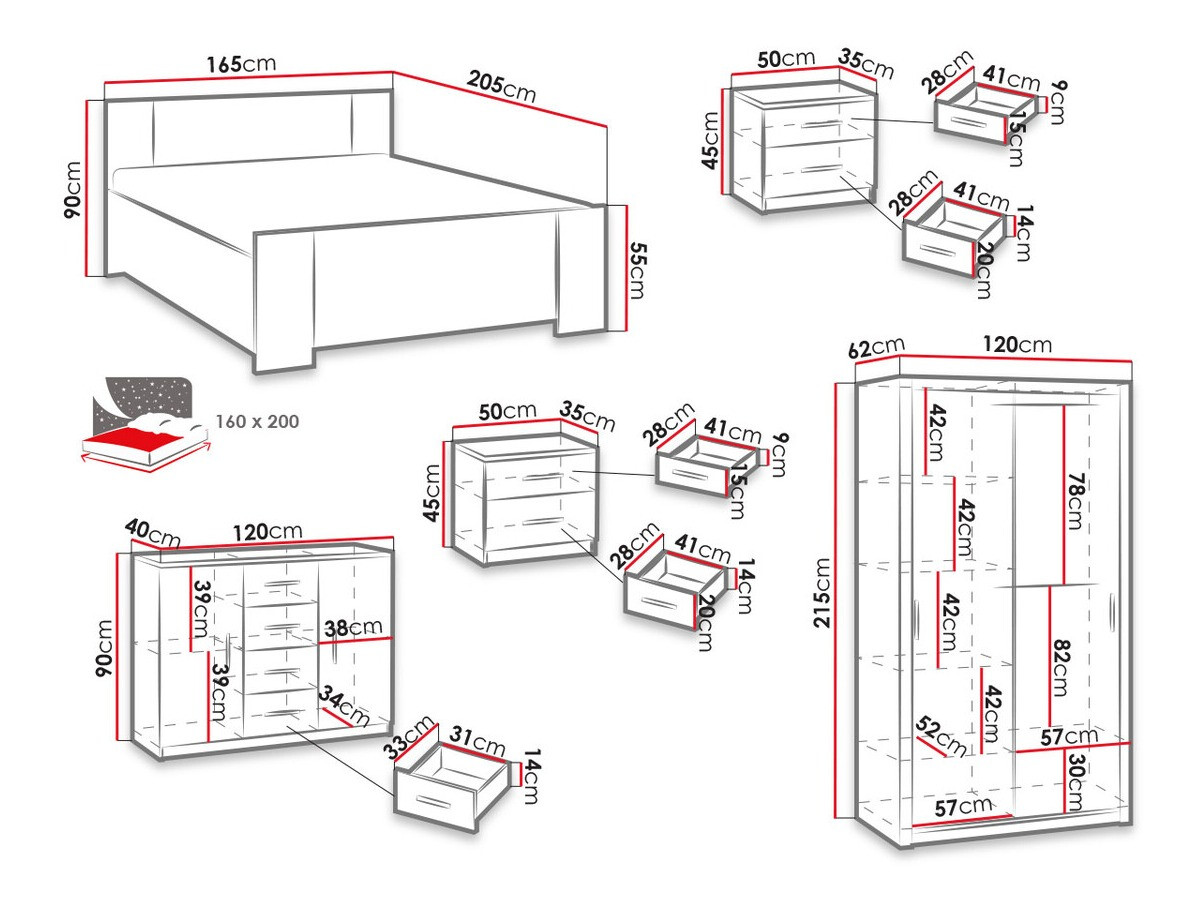 Set dormitor Catromi 112 (Alb)