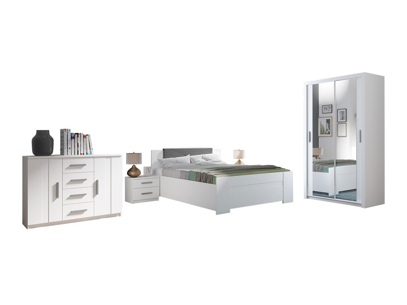 Set dormitor Catromi 112 (Alb + Soft Pik 029)