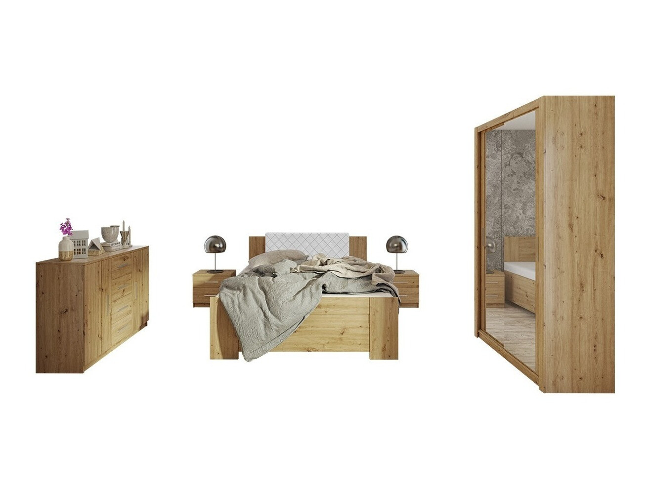 Set dormitor Catromi 112 (Stejar artizan + Soft Pik 017)