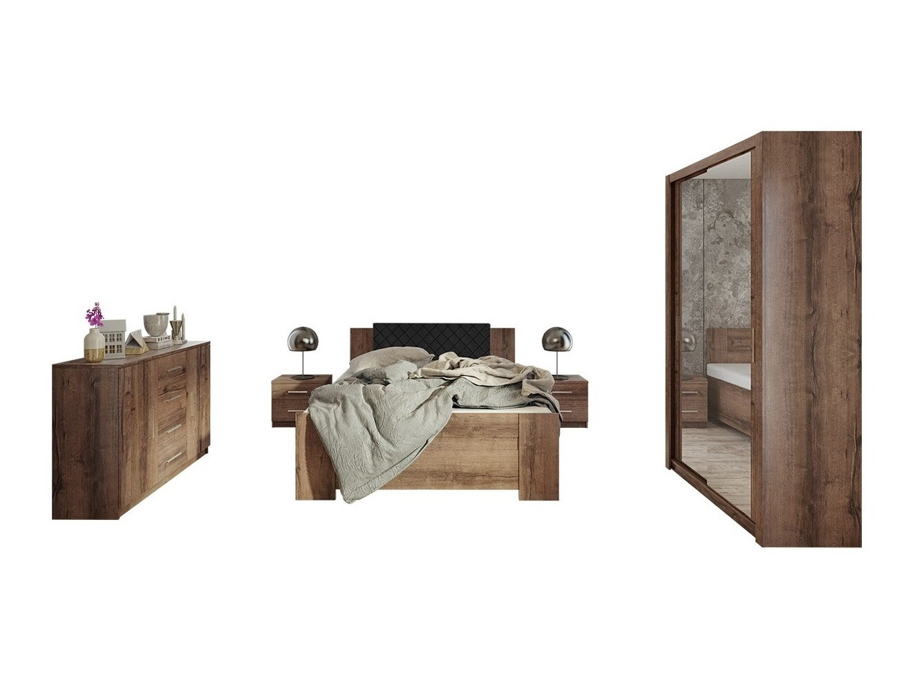 Set dormitor Catromi 112 (Stejar Monastery + Soft Pik 011)