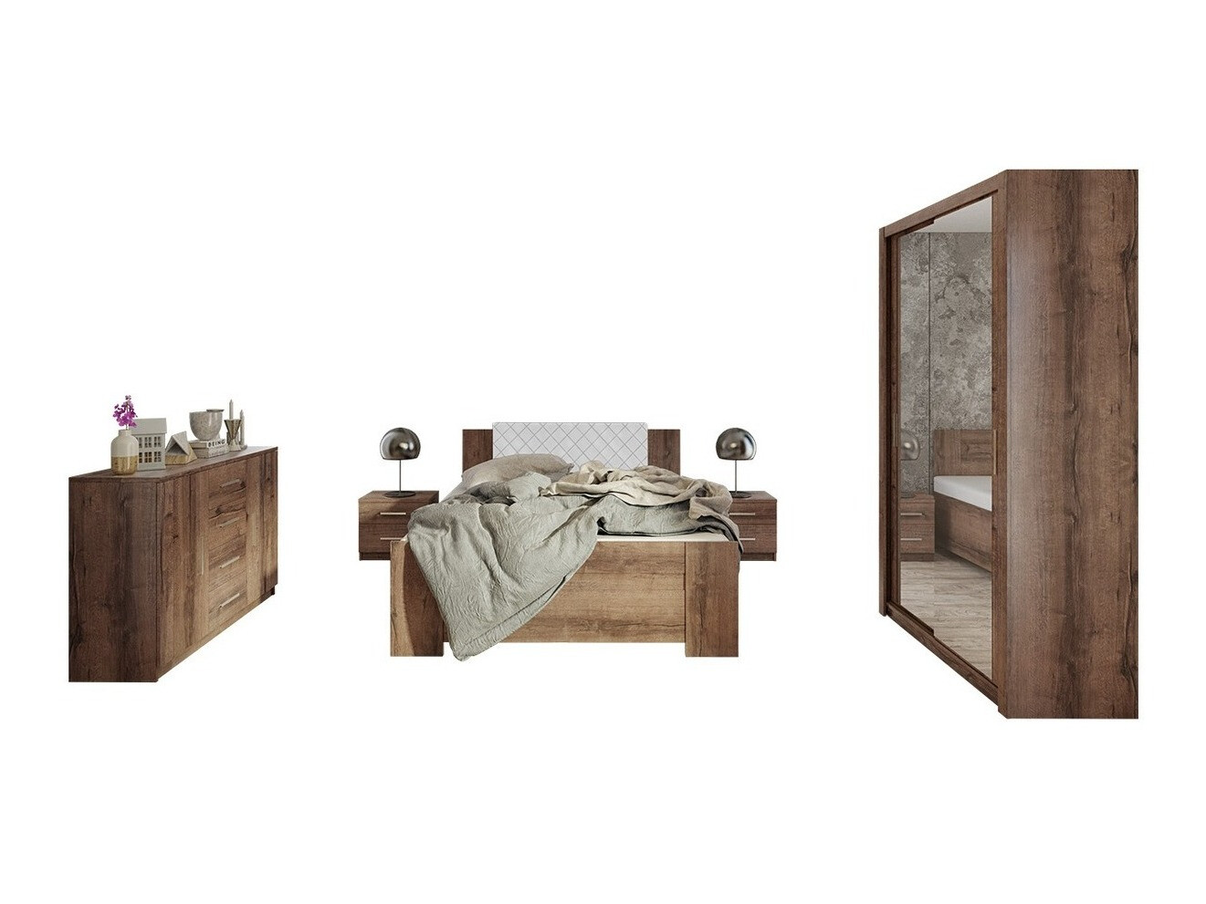 Set dormitor Catromi 112 (Stejar Monastery + Soft Pik 017)
