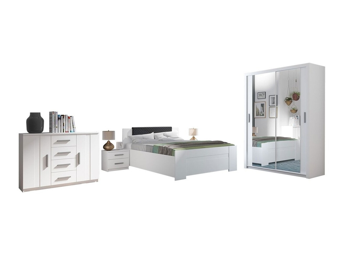 Set dormitor Catromi 113 (Alb + Soft Pik 011)