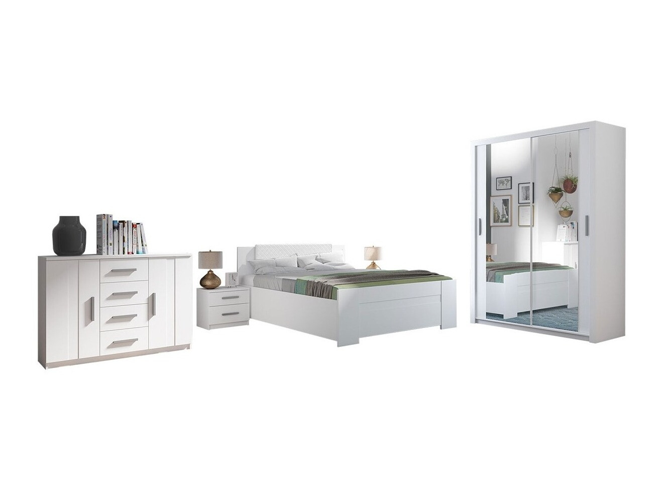 Set dormitor Catromi 113 (Alb + Soft Pik 017)
