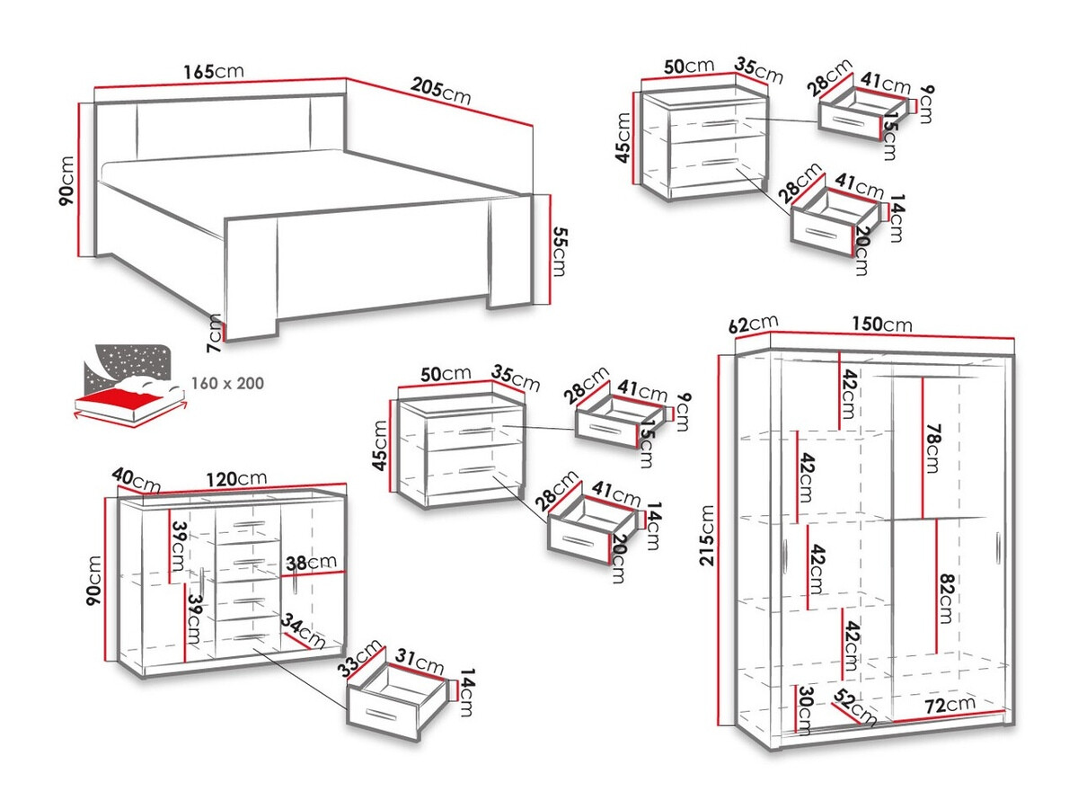 Set dormitor Catromi 113 (Alb + Soft Pik 029)