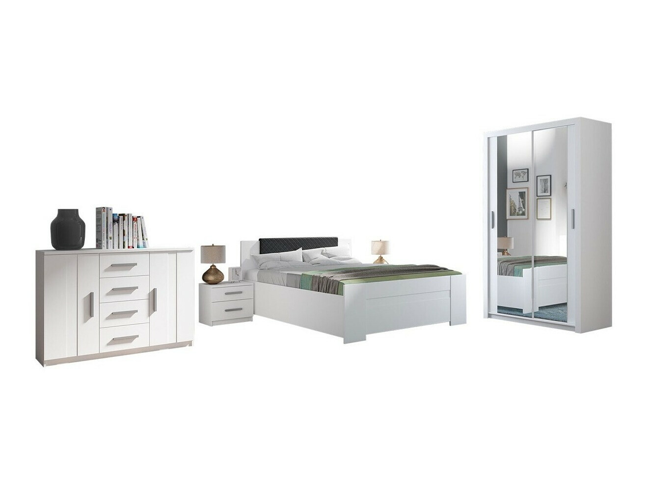 Set dormitor Catromi 112 (Alb + Soft Pik 011)