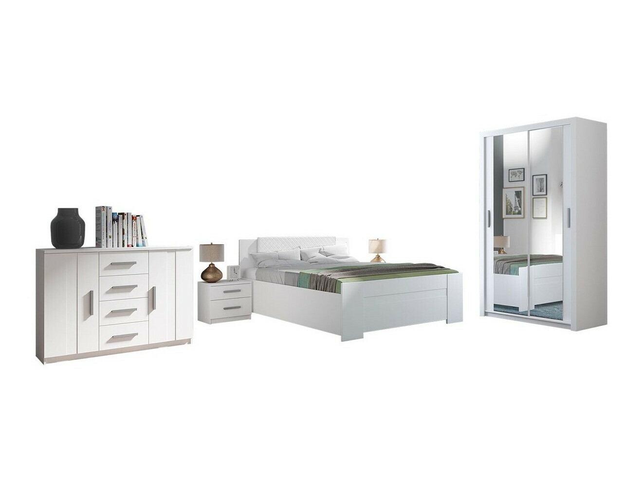 Set dormitor Catromi 112 (Alb + Soft Pik 017)