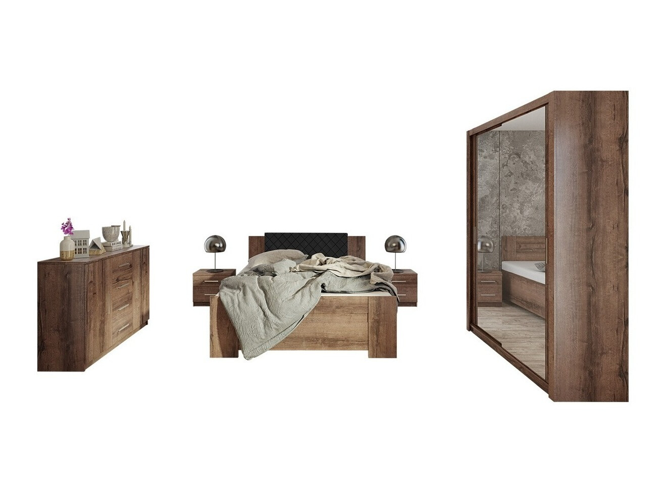 Set dormitor Catromi 113 (Stejar Monastery + Soft Pik 011)