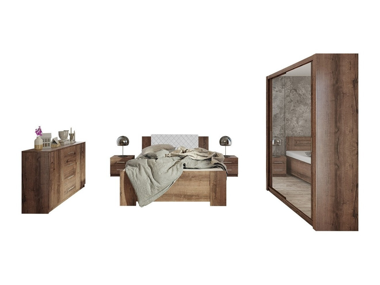 Set dormitor Catromi 113 (Stejar Monastery + Soft Pik 017)