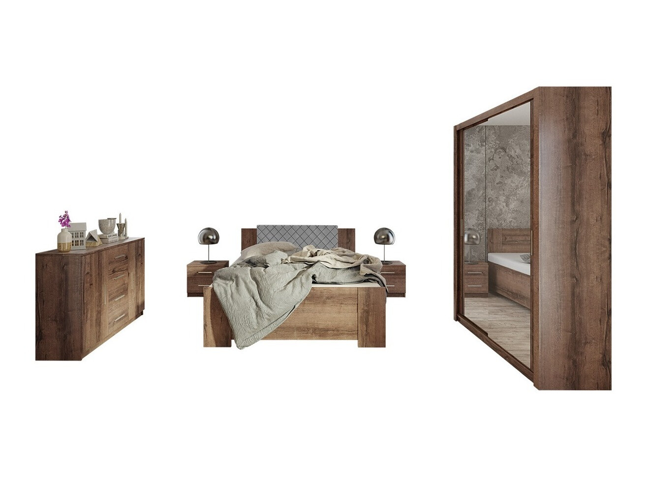 Set dormitor Catromi 113 (Stejar Monastery + Soft Pik 029)