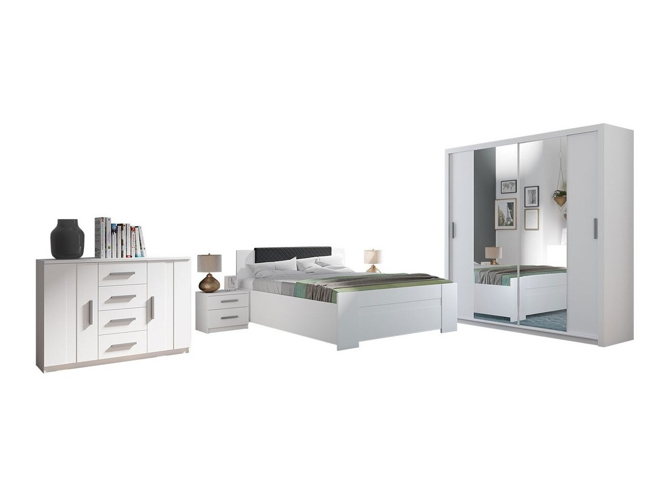 Set dormitor Catromi 114 (Alb + Soft Pik 011)