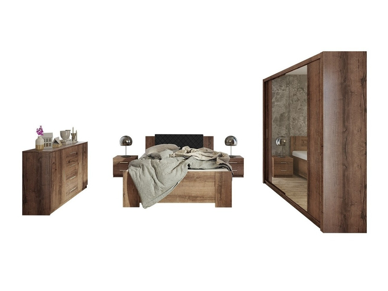 Set dormitor Catromi 114 (Stejar Monastery + Soft Pik 011)