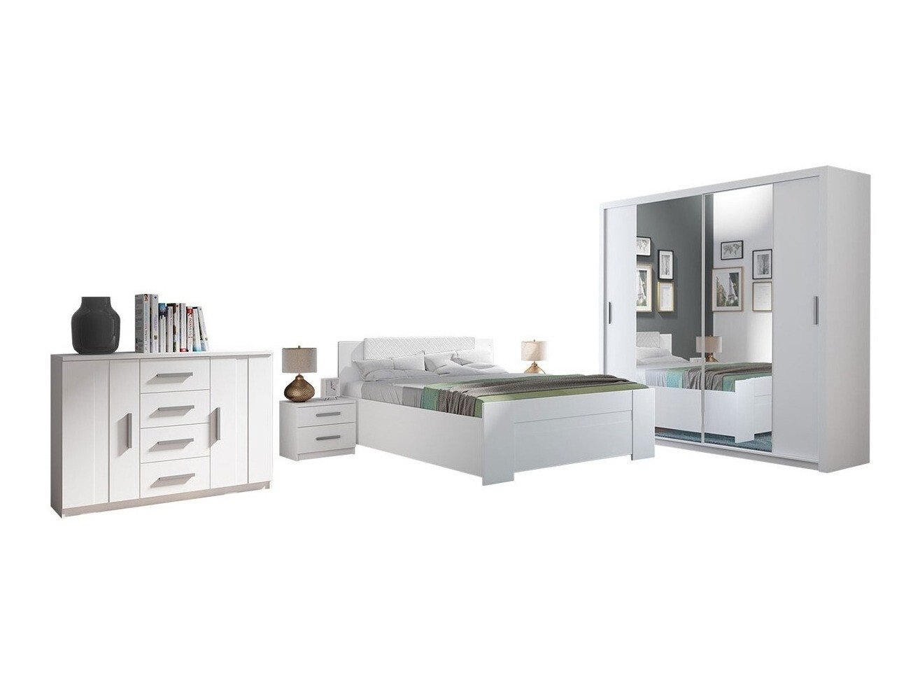 Set dormitor Catromi 115 (Alb + Soft Pik 017)