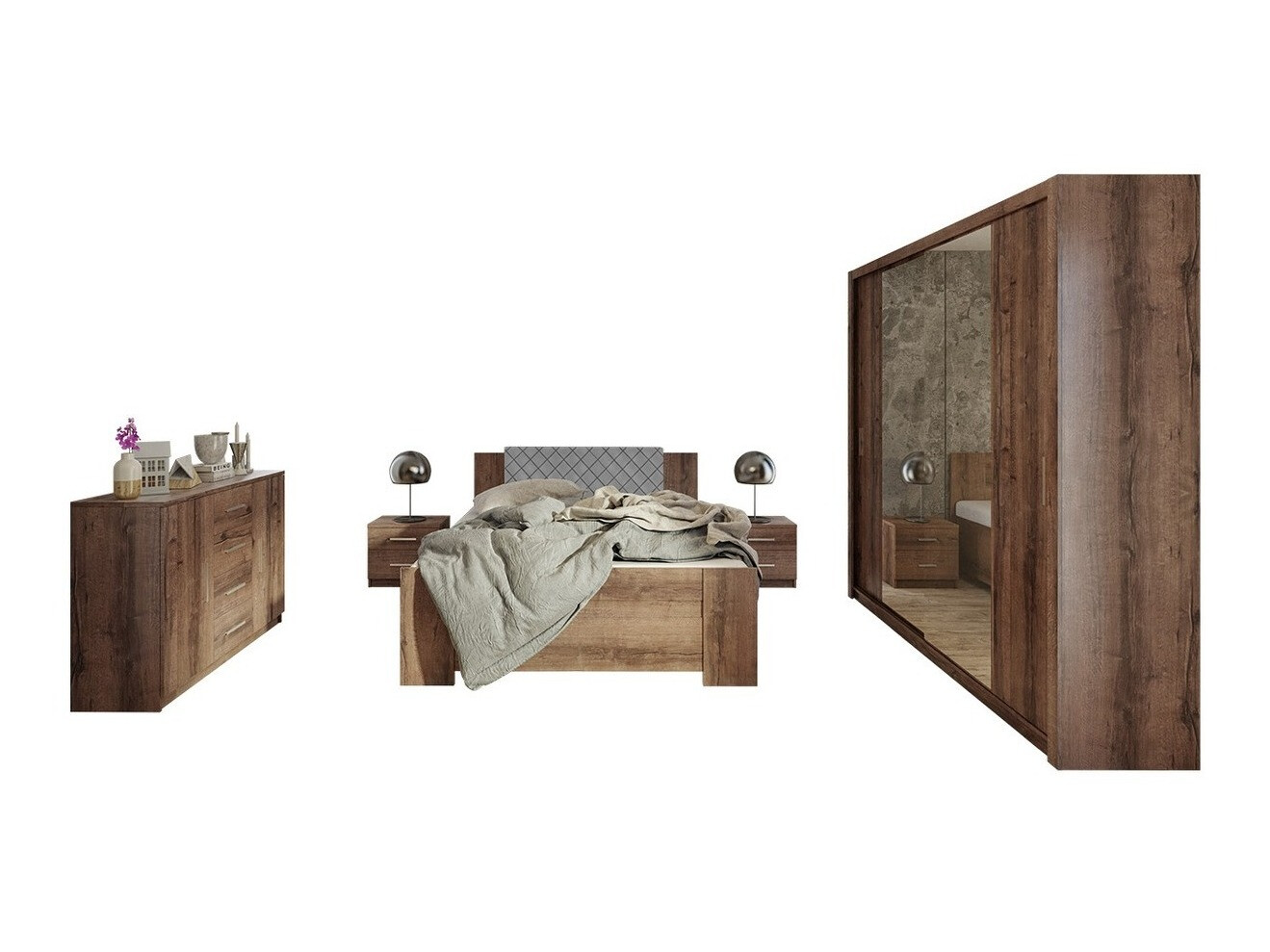 Set dormitor Catromi 115 (Stejar Monastery + Soft Pik 029)