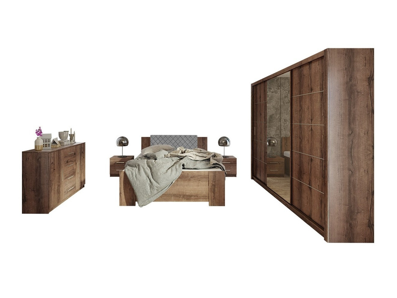 Set dormitor Catromi 116 (Stejar Monastery + Soft Pik 029)