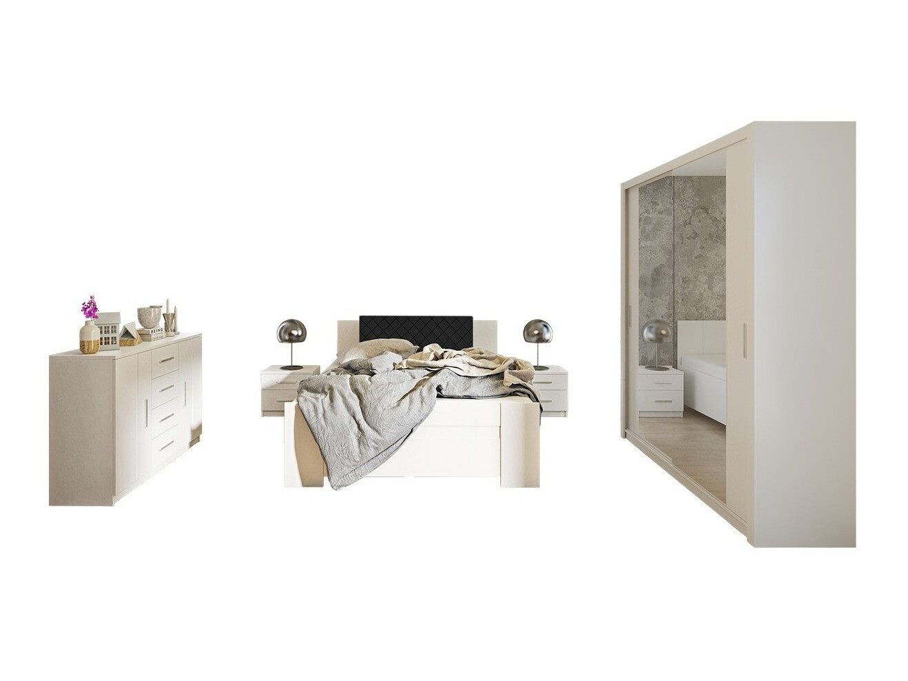 Set dormitor Catromi 121 (Alb + Soft Pik 011)