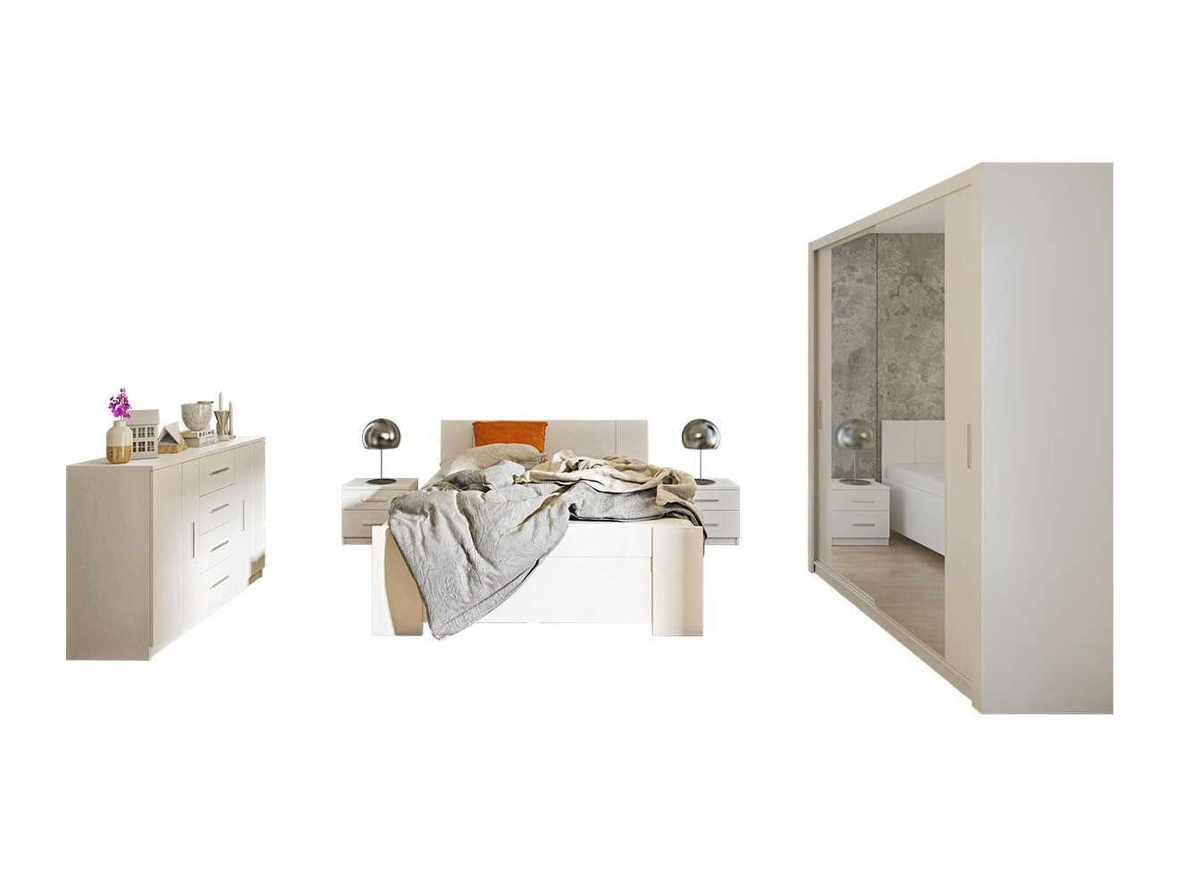 Set dormitor Catromi 121 (Alb)