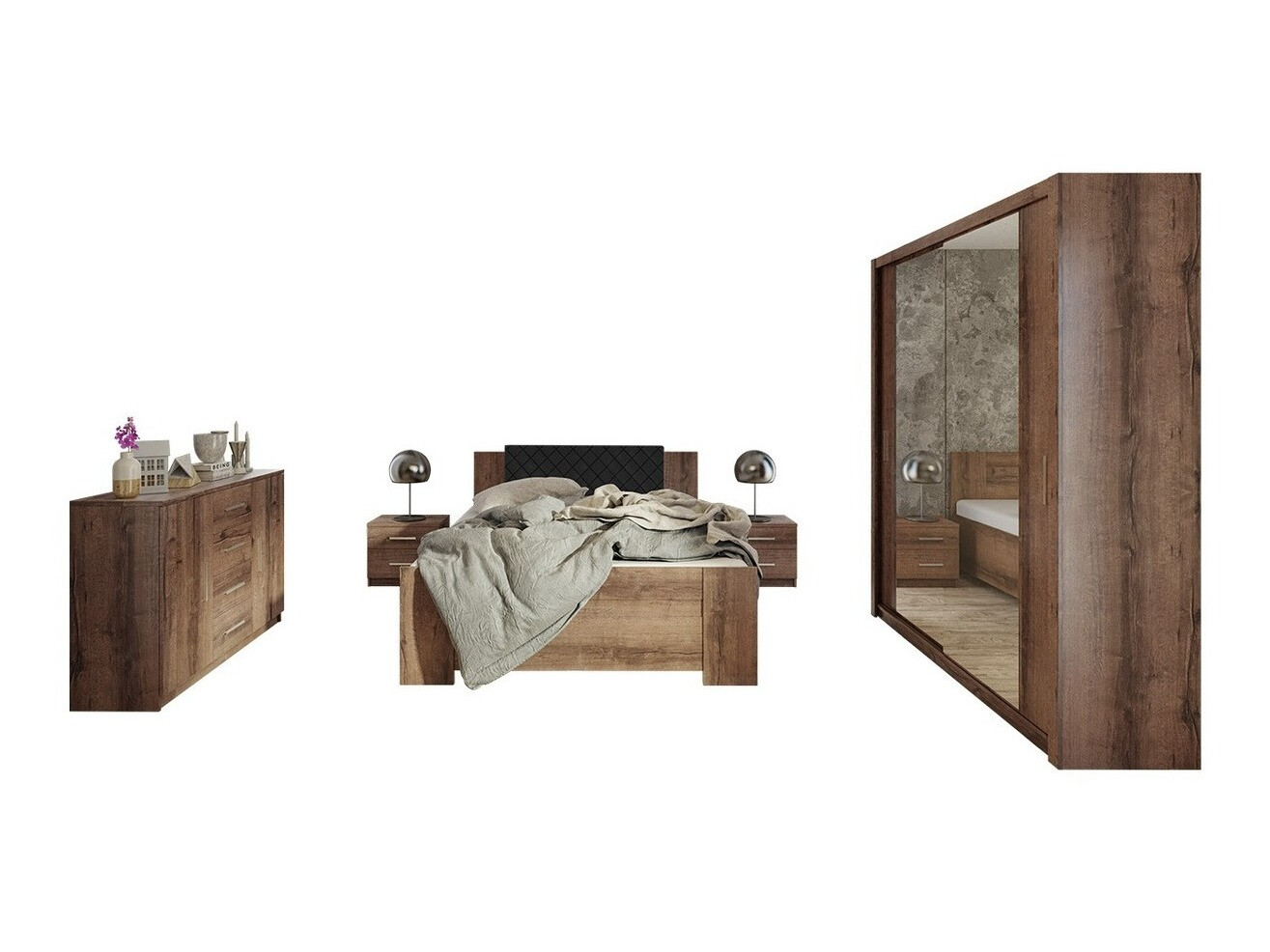 Set dormitor Catromi 121 (Stejar Monastery + Soft Pik 011)