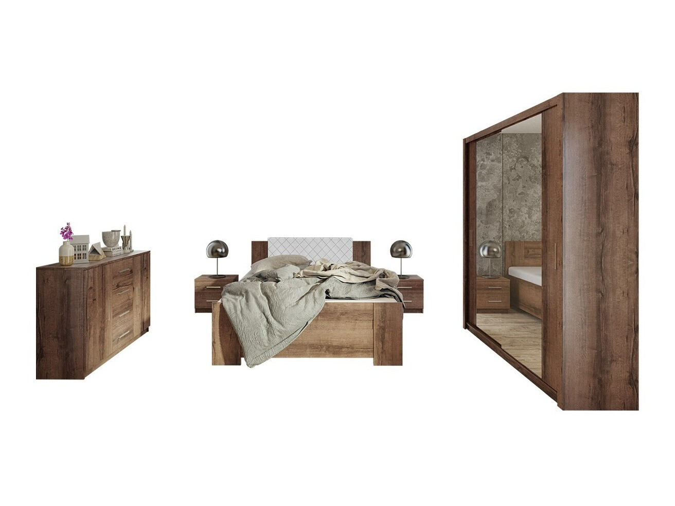 Set dormitor Catromi 121 (Stejar Monastery + Soft Pik 017)