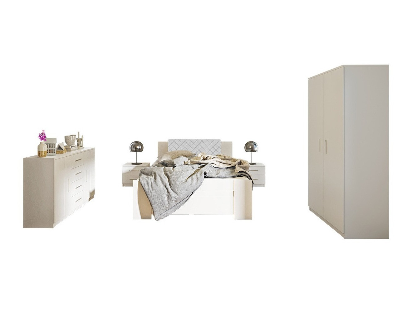 Set dormitor Catromi 122 (Alb + Soft Pik 017)