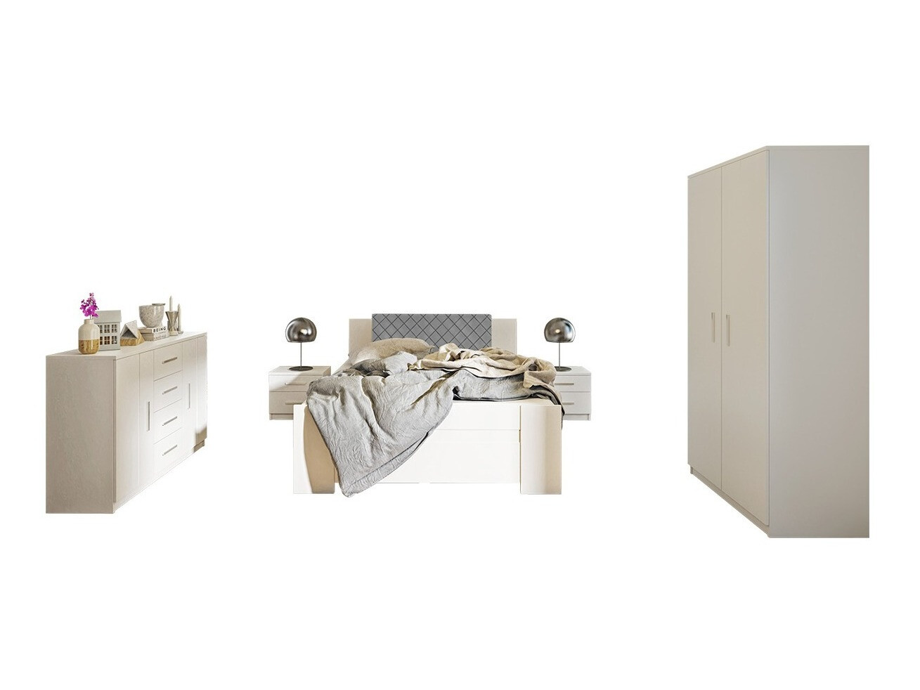 Set dormitor Catromi 122 (Alb + Soft Pik 029)