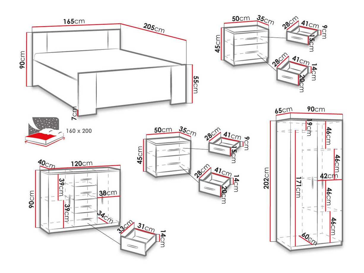 Set dormitor Catromi 122 (Alb)