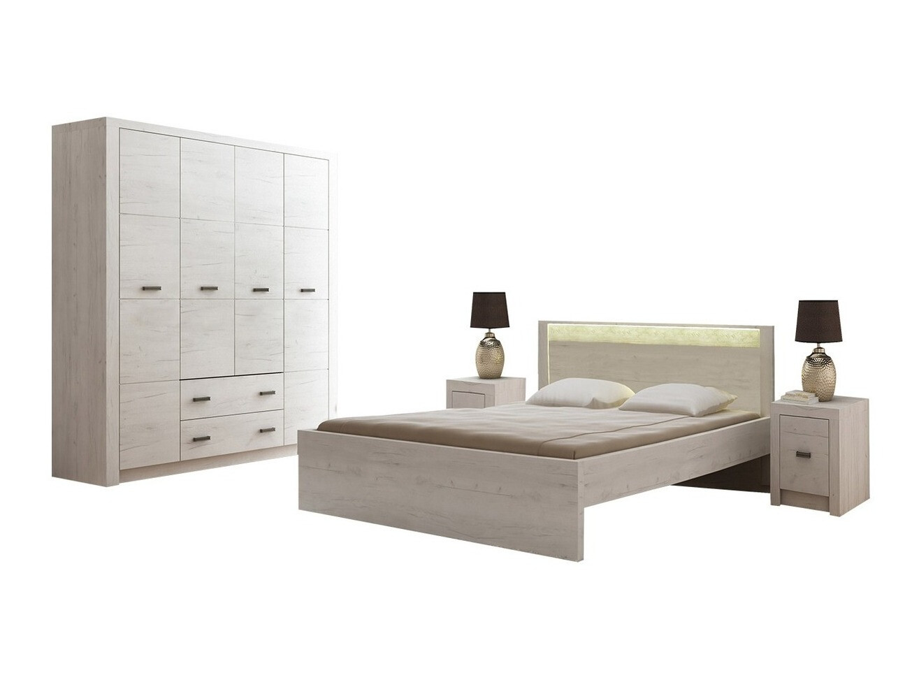 Set dormitor Serfeno 120 (Mestesug alb)
