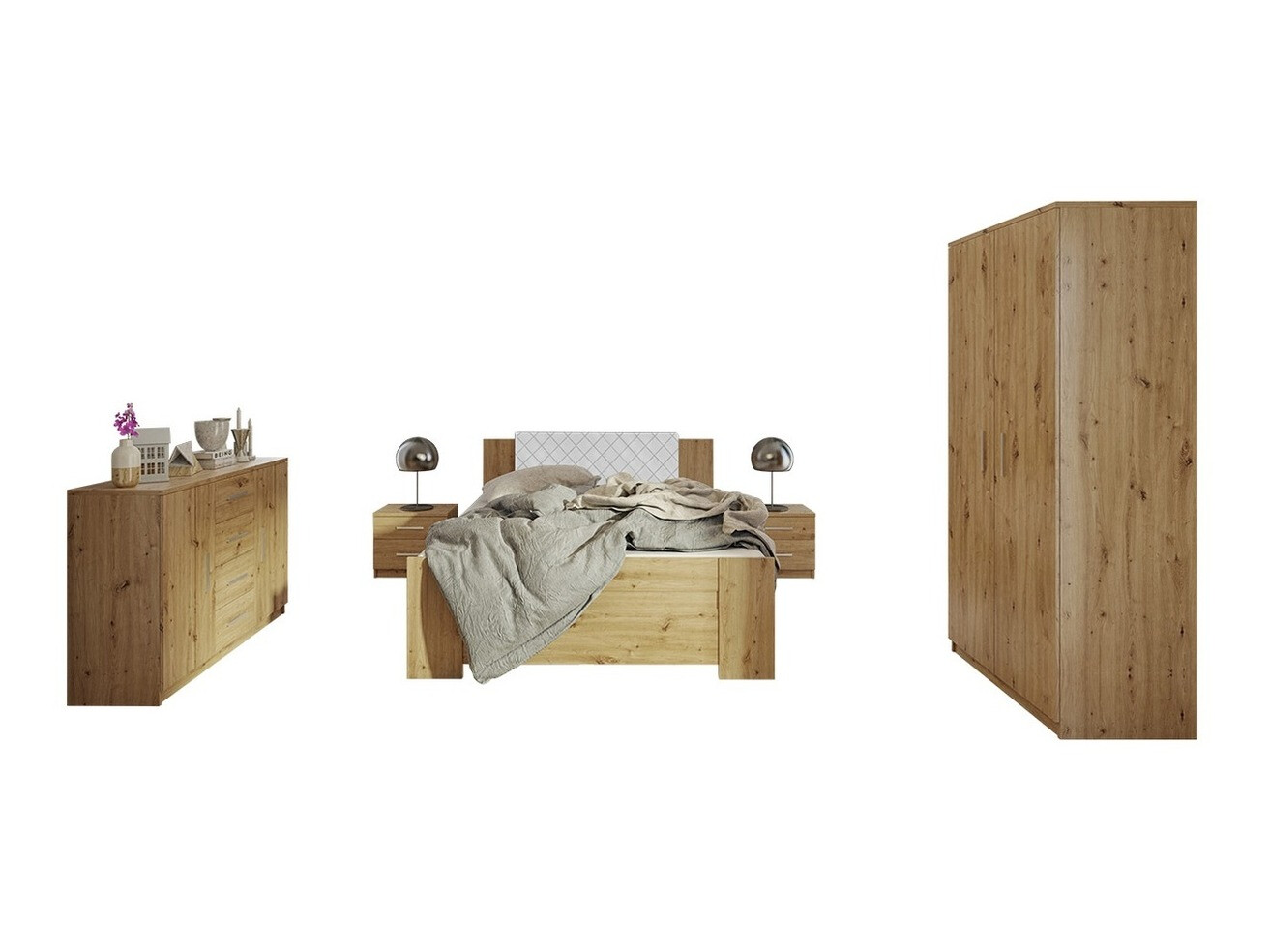 Set dormitor Catromi 122 (Stejar artizan + Soft Pik 017)