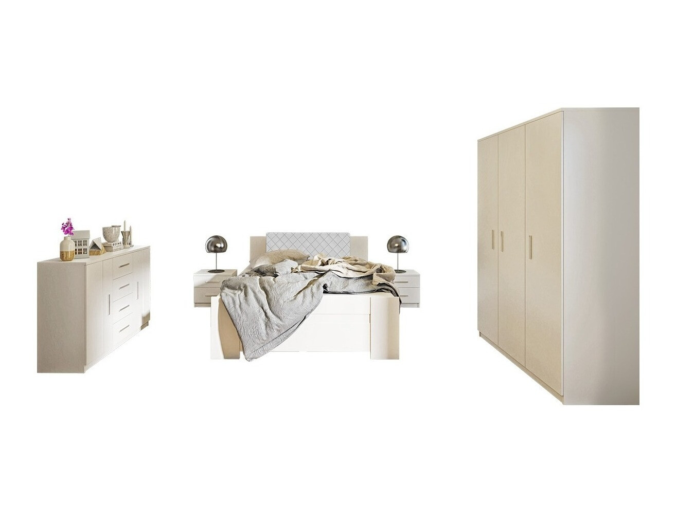 Set dormitor Catromi 123 (Alb + Soft Pik 017)