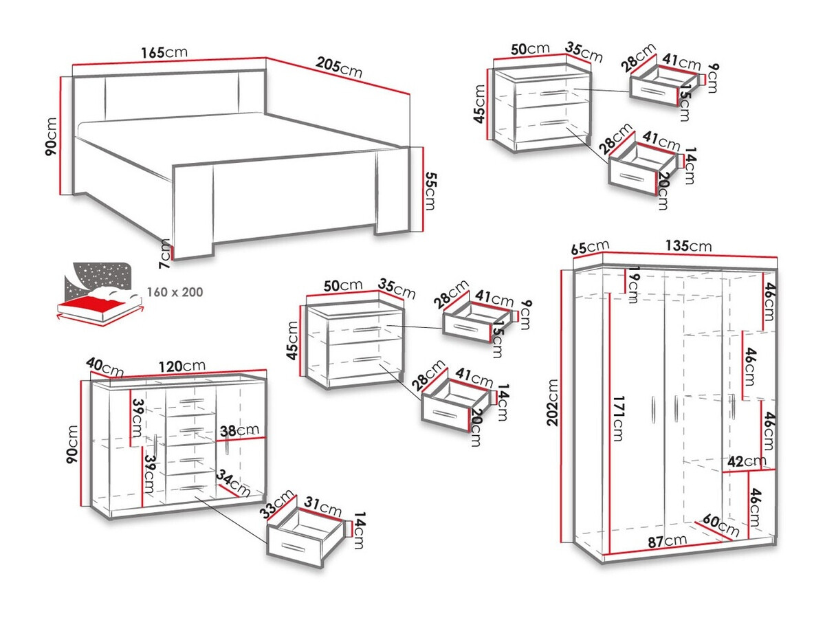 Set dormitor Catromi 123 (Alb + Soft Pik 017)