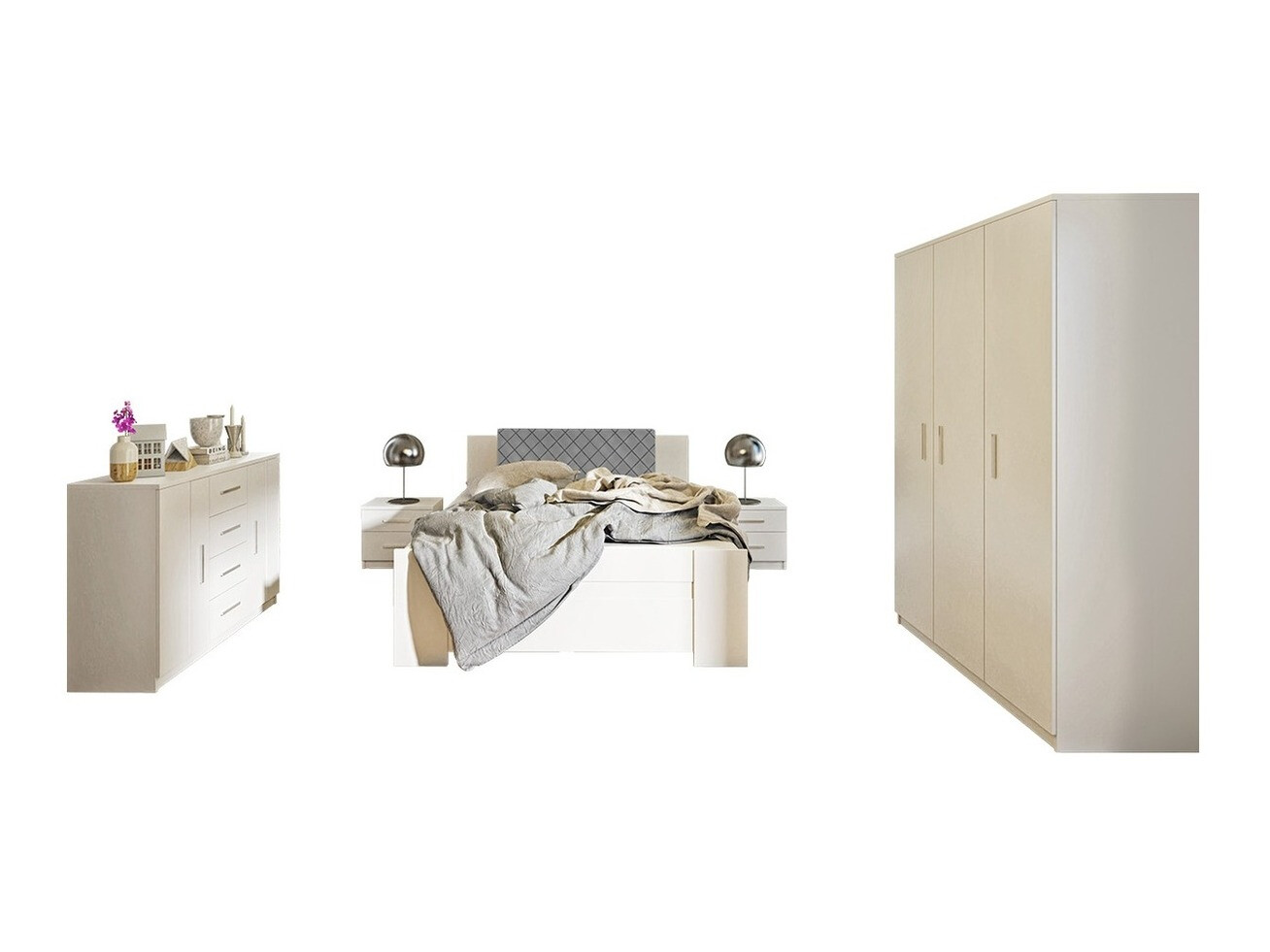 Set dormitor Catromi 123 (Alb + Soft Pik 029)