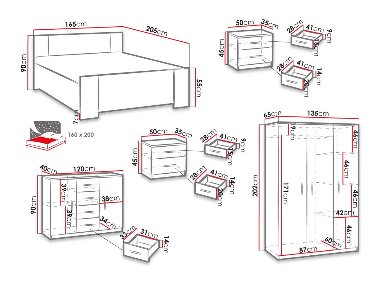 Set dormitor Catromi 123 (Alb)