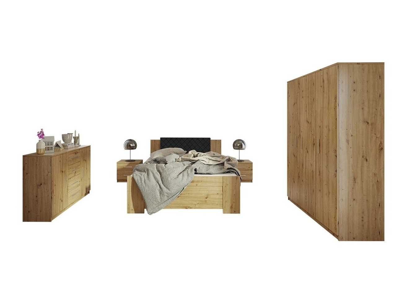 Set dormitor Catromi 123 (Stejar artizan + Soft Pik 011)