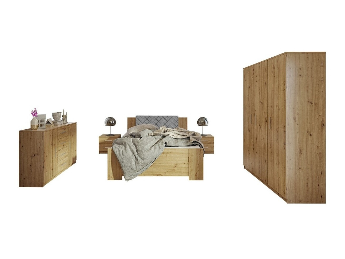 Set dormitor Catromi 123 (Stejar artizan + Soft Pik 029)