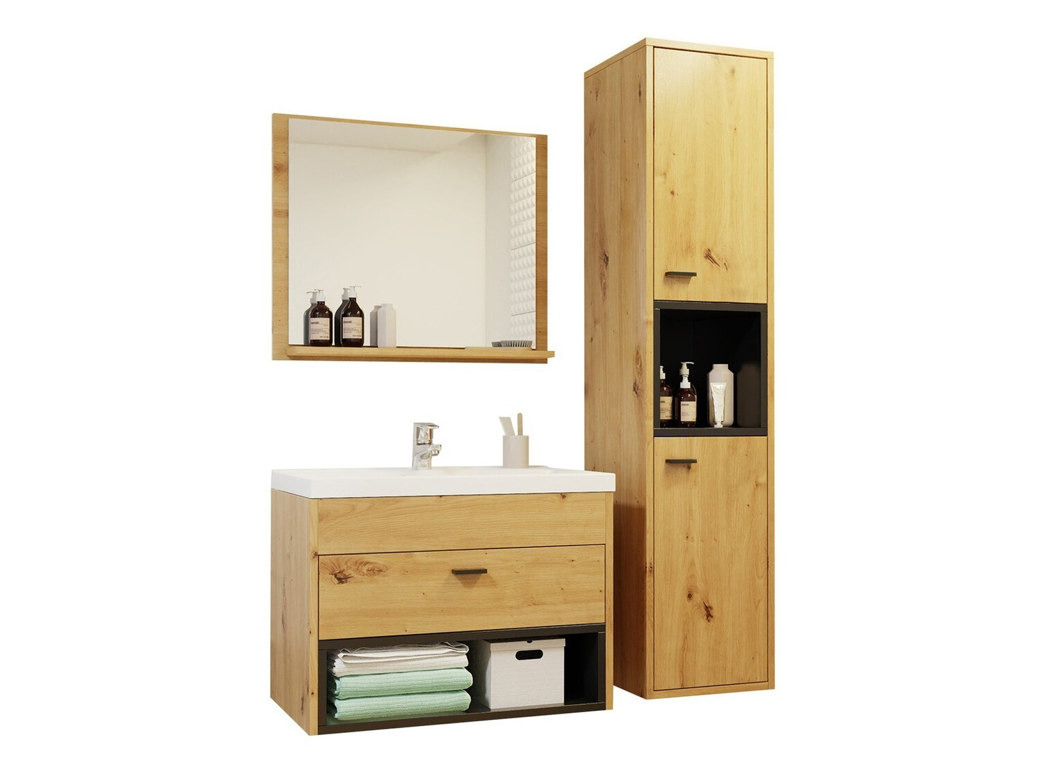 Set baie Velum I (Stejar artizan + Negru)