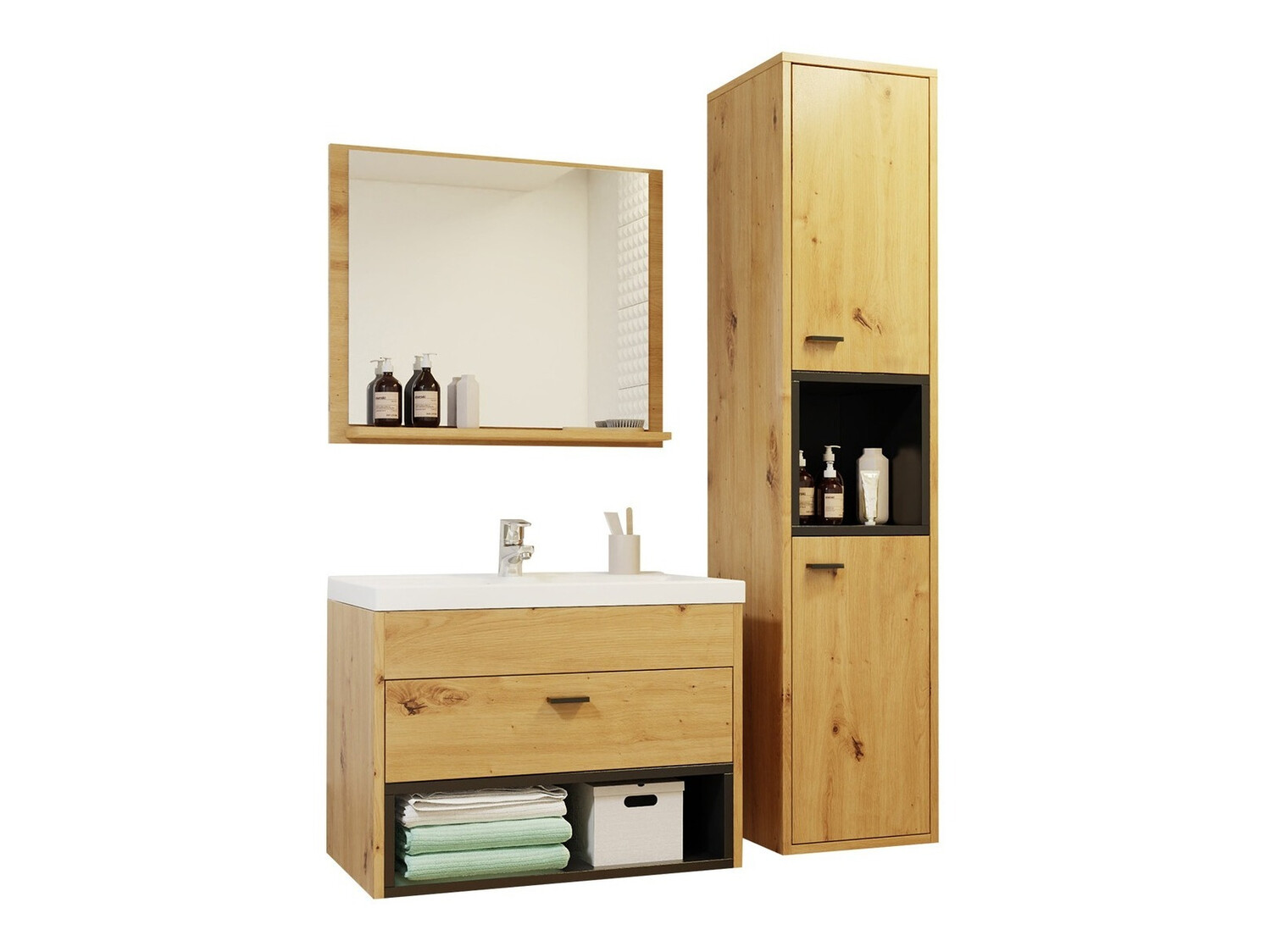 Set baie Velum I (Stejar artizan + Negru)