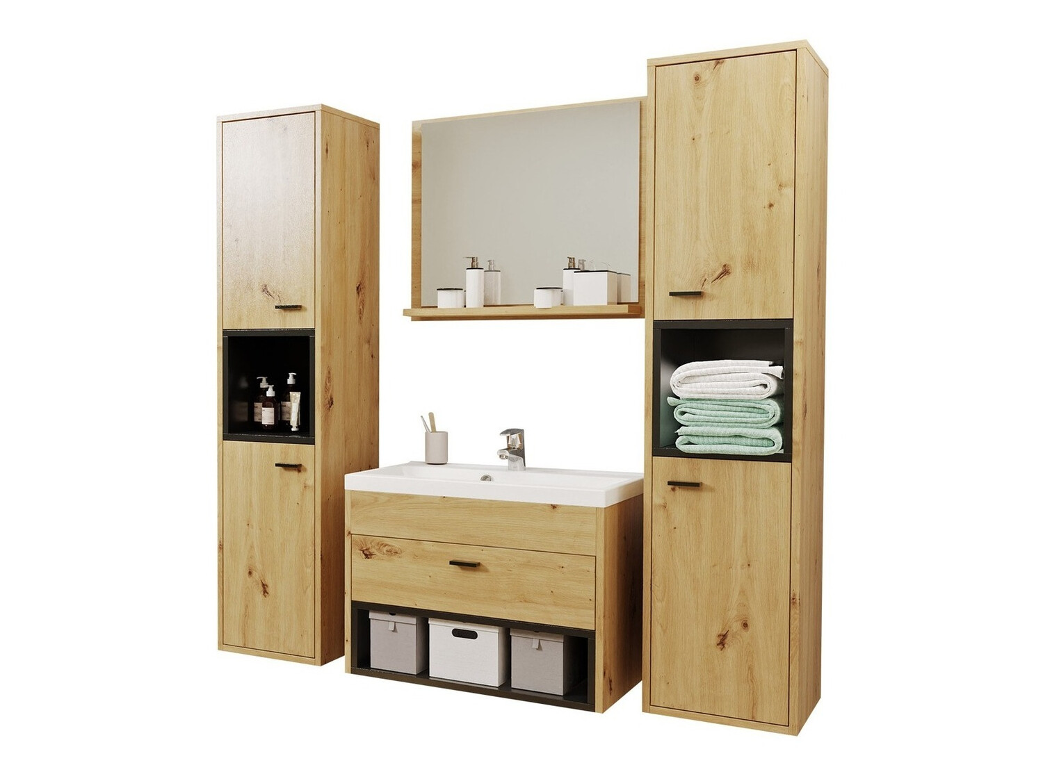 Set baie Velum II (Stejar artizan + Negru)
