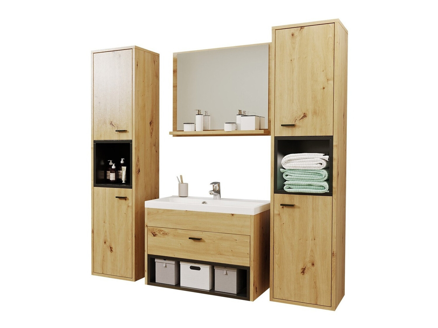 Set baie Velum II (Stejar artizan + Negru)