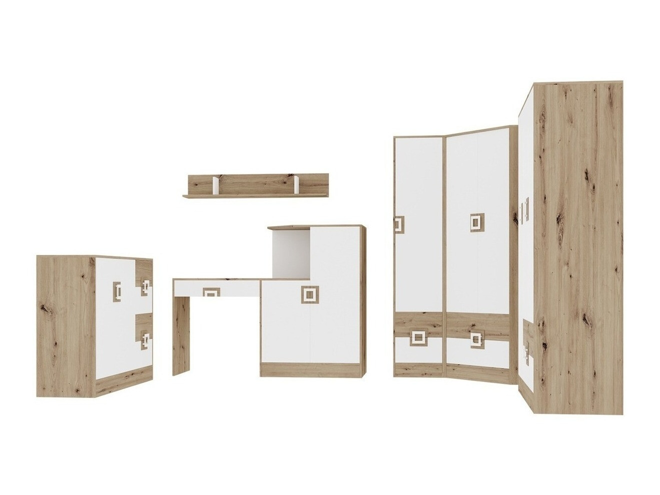 Set de mobilier Tolfere 106 (Stejar deschis + Alb)