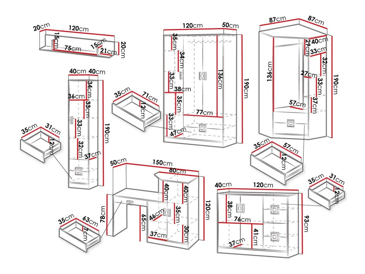 Set de mobilier Tolfere 106 (Stejar deschis + Alb)