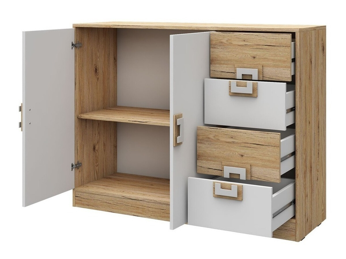 Set de mobilier Tolfere 107 (Stejar deschis + Alb + Turcoaz)