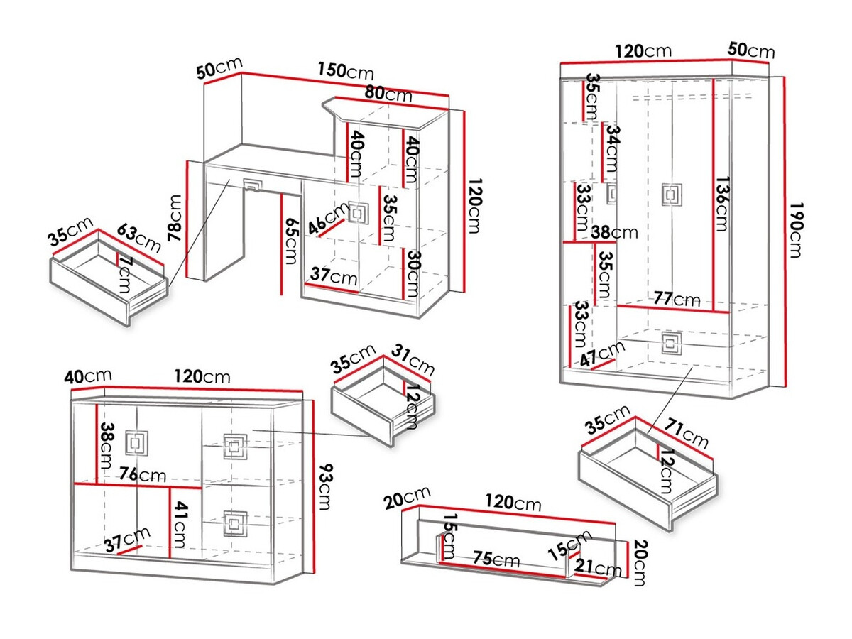 Set de mobilier Tolfere 107 (Stejar deschis + Alb + Turcoaz)