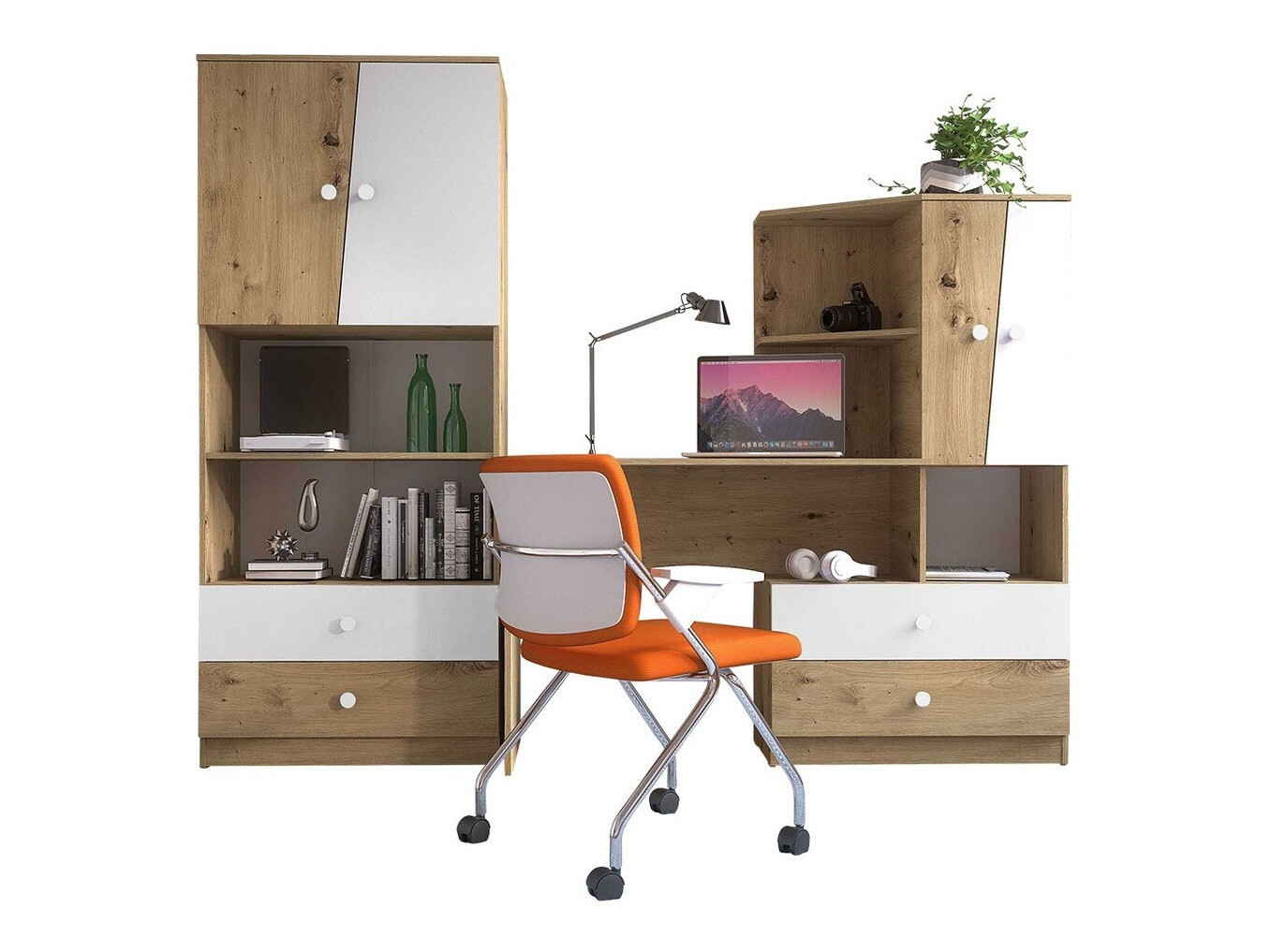 Set de mobilier Almira 115 (Stejar artizan + Alb)